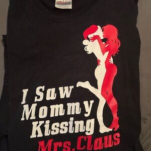 Festive Black Men’s Shirt - I Saw Mommy Kissing Mrs. Claus